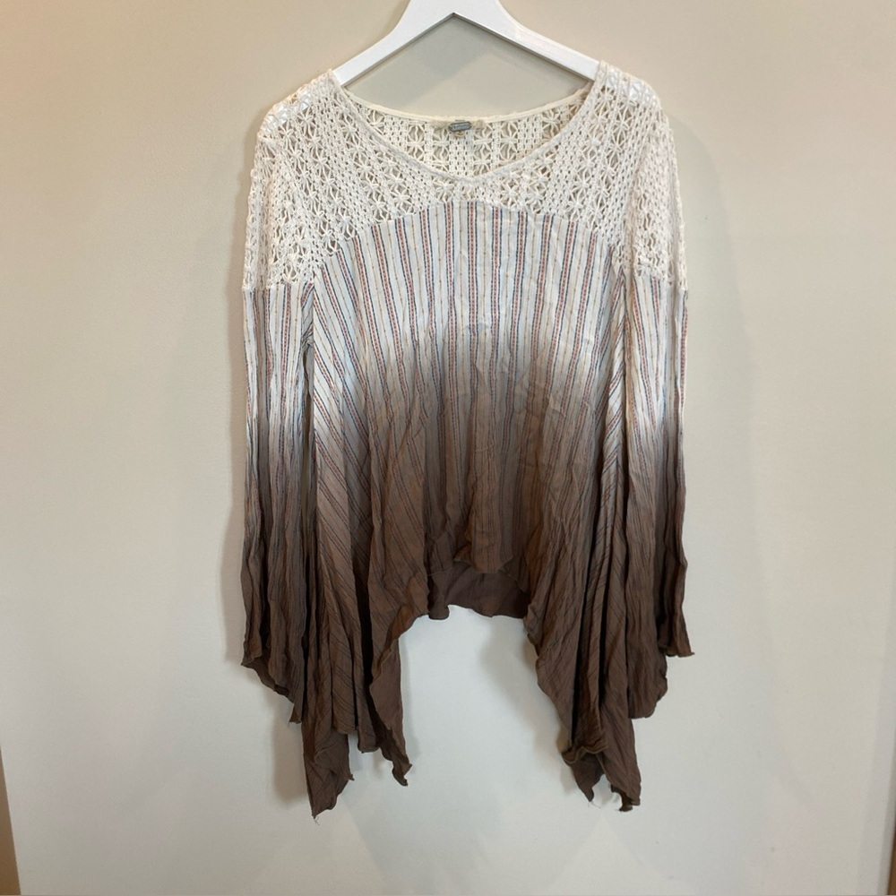 Gimmicks Brown And White Ombre Crochet Top Womens Large Boho Hippie Cottagecore